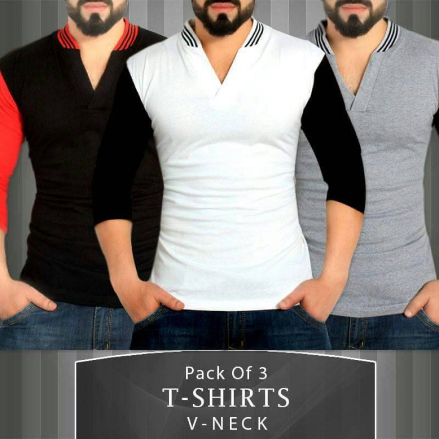 Pack of 3 V-Neck Customize T-Shirt TSF-004